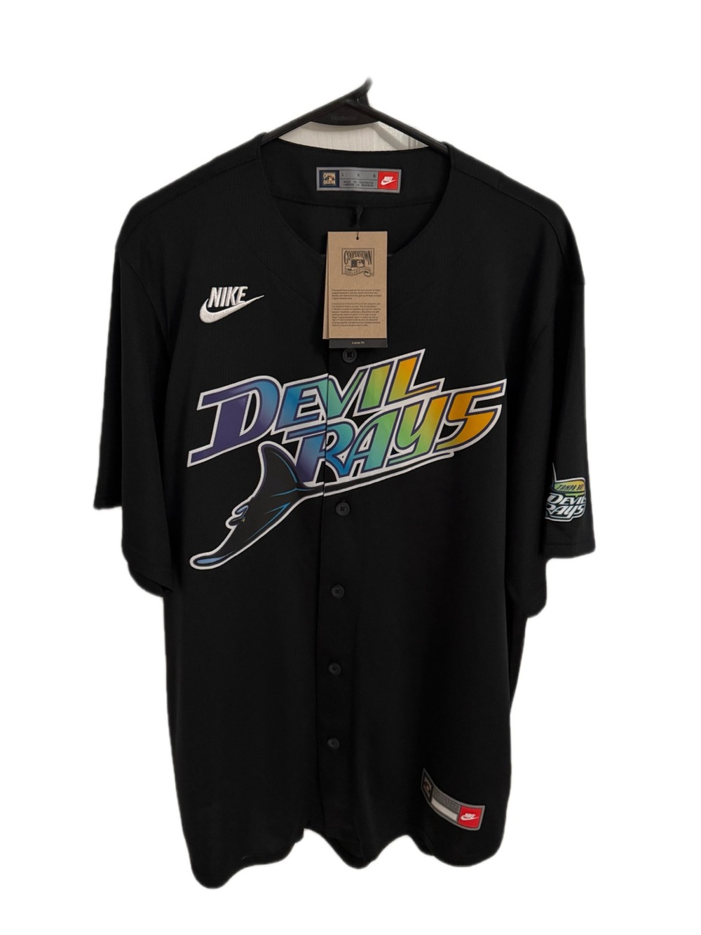 Tampa Bay Rays Nike COOPERSTOWN VAPOR LIMITED JERSEY Size Large (NWT) Black
